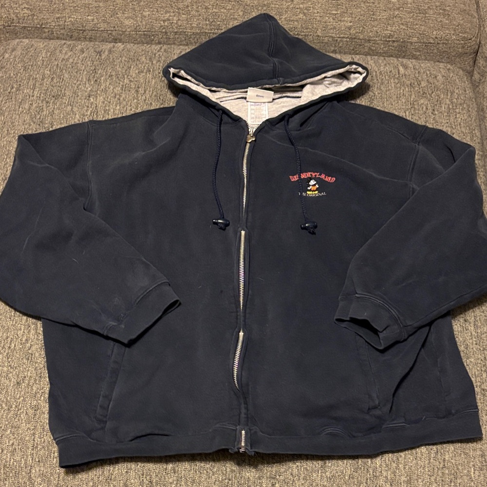 Vintage 2000s Disney Navy Blue Hoodie with Mickey Charm - XXL fits like an L/XL